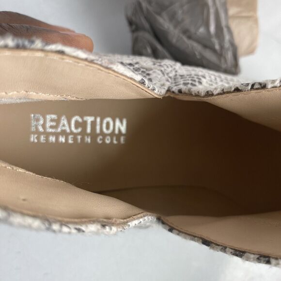 Kenneth Cole Reaction Side Way Snakeskin White Heel Zip Ankle Bootie Shoes Sz 8 - Picture 8 of 12